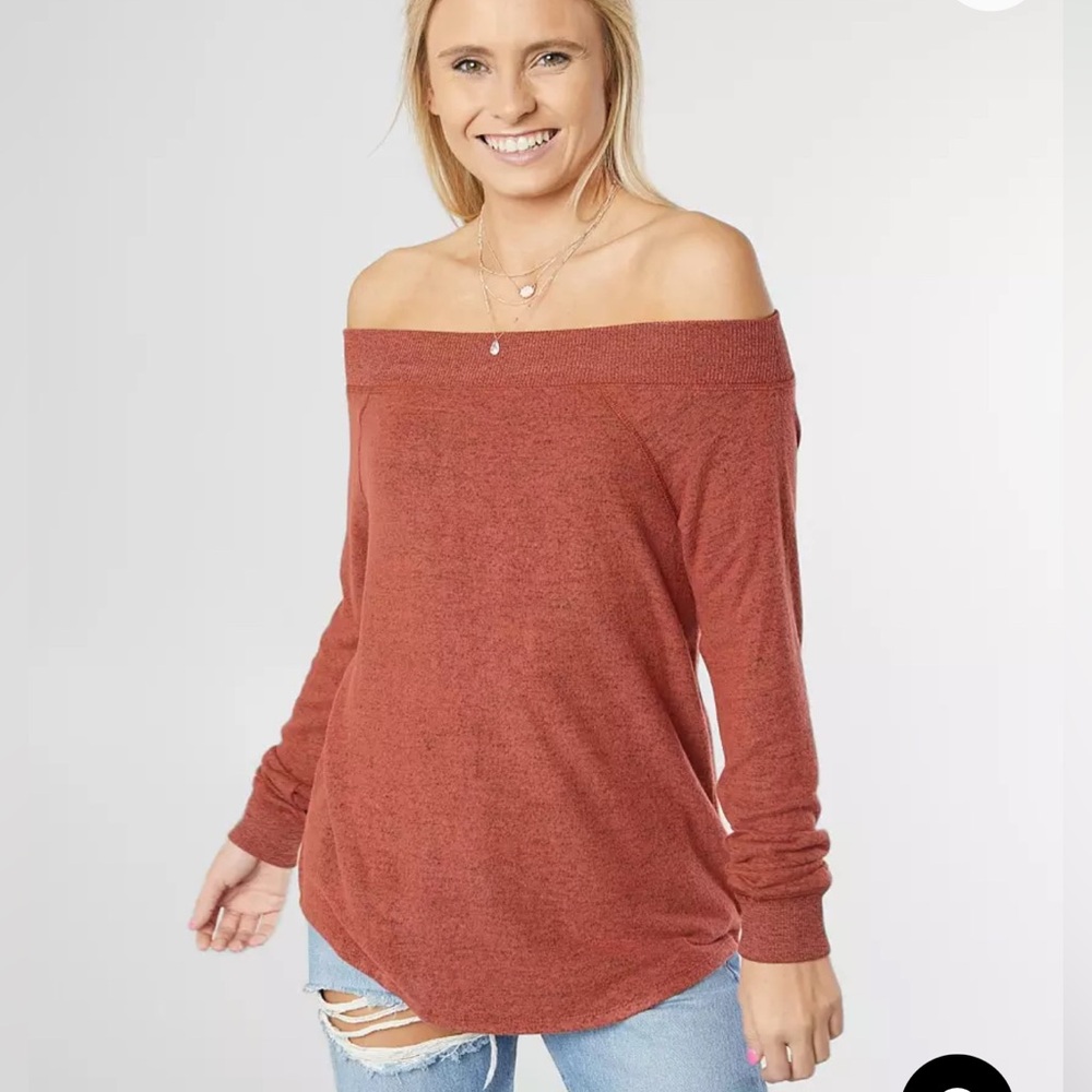 Z Supply Off-Shoulder Rust Sweater